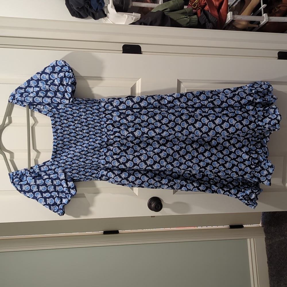 J. Crew Cotton Midi Smocked Puff Sleeve Dress